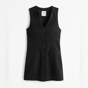 Abercrombie & Fitch Mara Linen Blend Vest Mini Dress Black